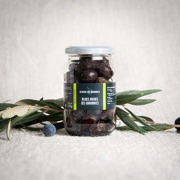 Jar Black olives from Baronnies Tanche variety 210g